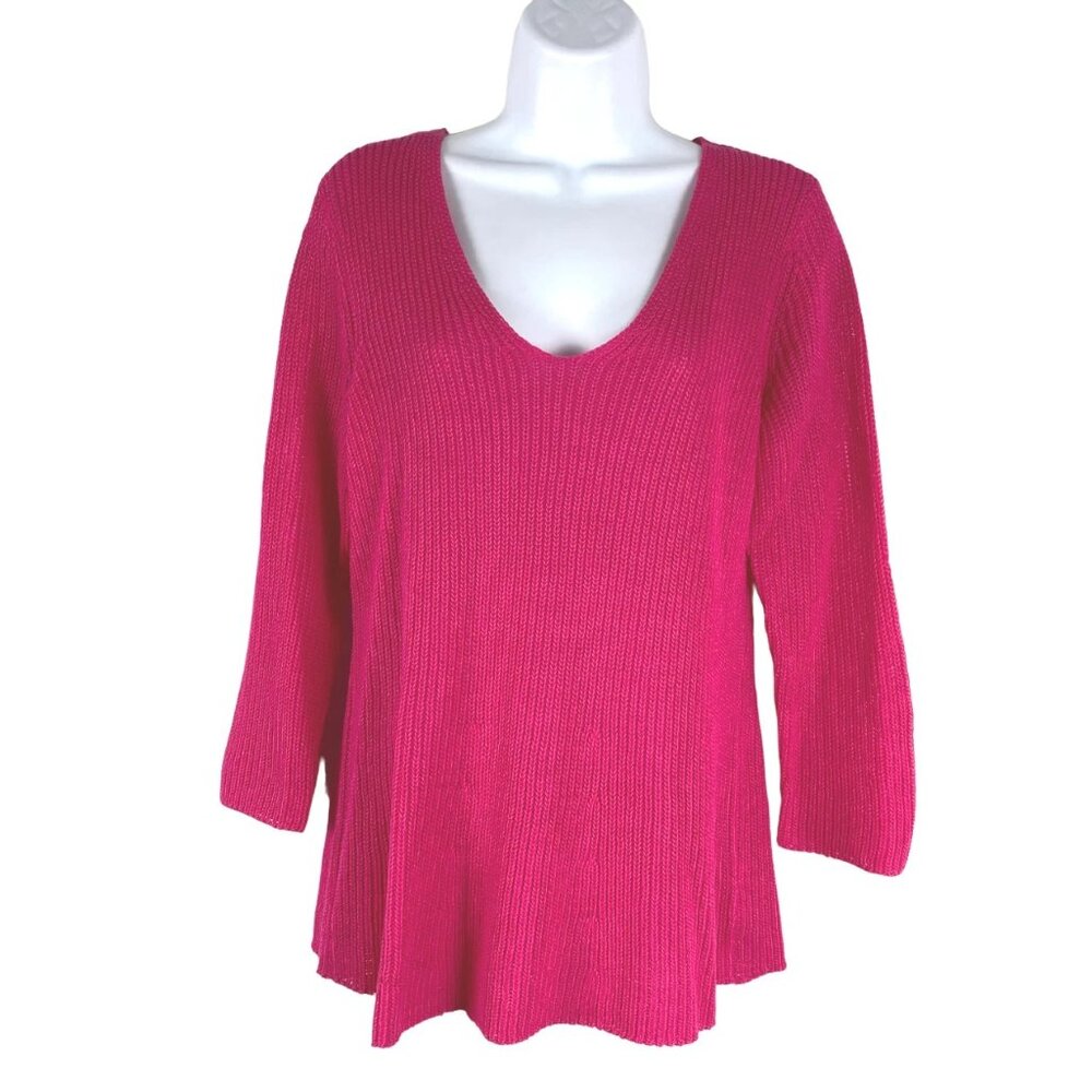 Talbots Sweater Medium‎ Pink Solid Cotton Knit Casual Preppy NWT TP-2169